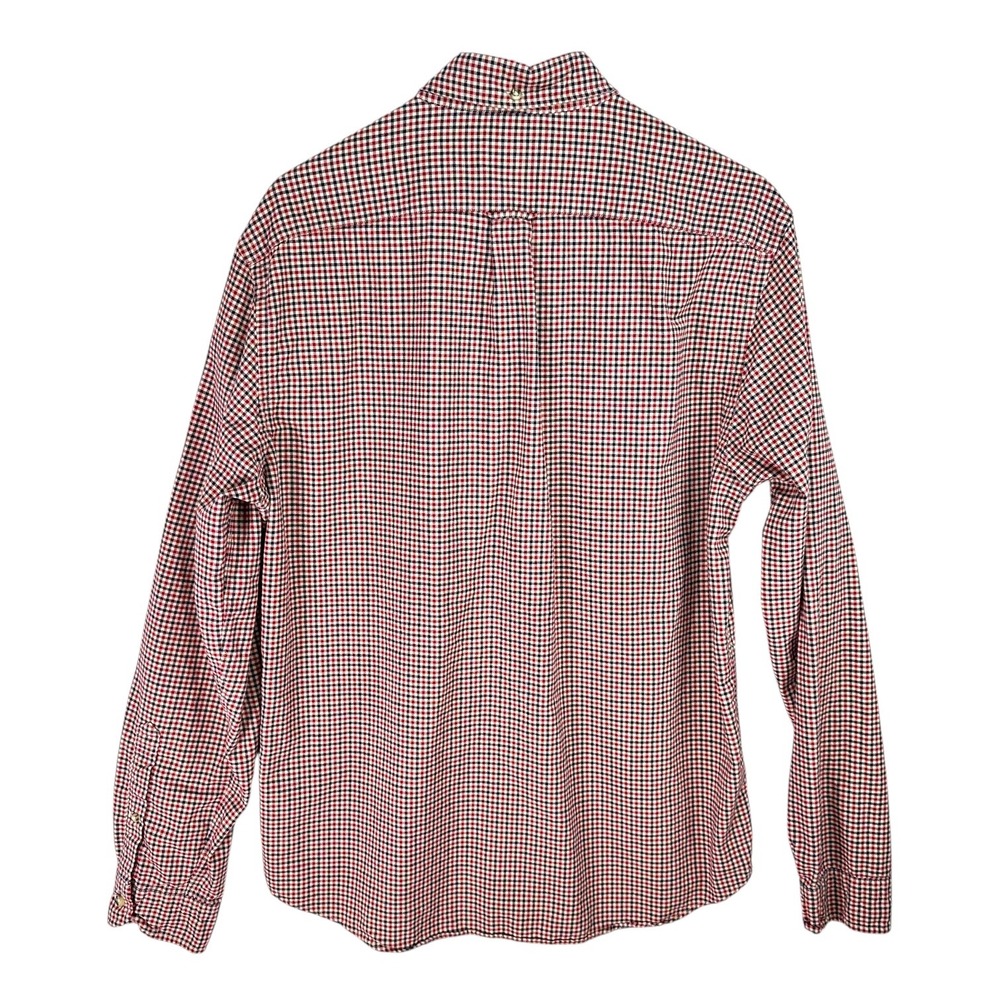 J. Crew Mens Slim Fit Button Down Shirt Long Sleeve Gingham Red Blue Size Large - Picture 8 of 12